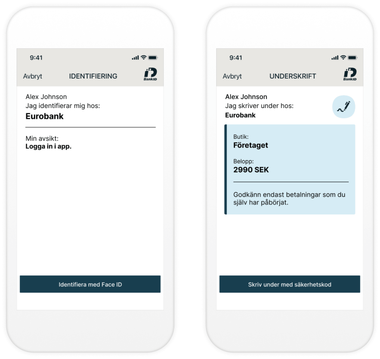Nytt utseende i BankID-appen. 