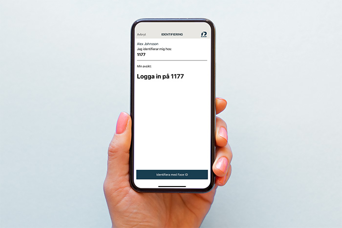 Mobil med BankID-appen öppen, identifieringsvy.