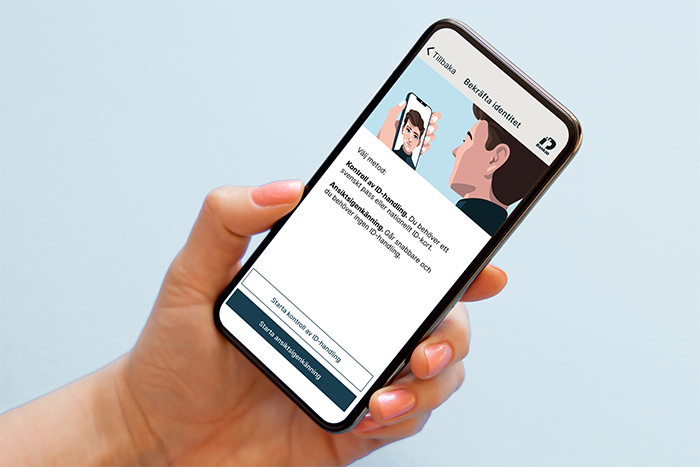Mobil med BankID-appen, vy för aktivering av funktion.